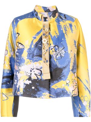 SHIATZY CHEN cropped jacquard jacket - Yellow