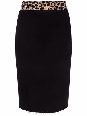 Philipp Plein leopard print waistband skirt - Black