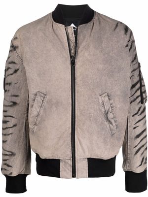 Mauna Kea zebra-print sleeve bomber jacket - Neutrals