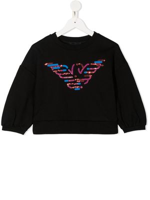 Emporio Armani Kids sequin logo sweatshirt - Black