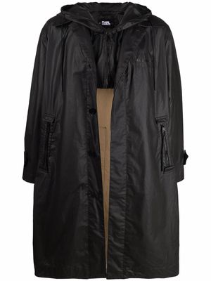 Karl Lagerfeld logo-tape raincoat - Black