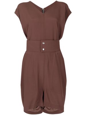 Rick Owens short-sleeve fitted playsuit - Brown