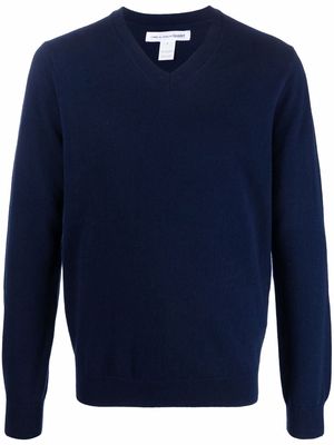 Comme Des Garçons Shirt fine-knit V-neck jumper - Blue