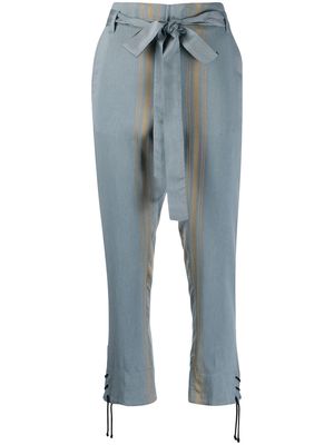 Ann Demeulemeester striped cropped trousers - Blue