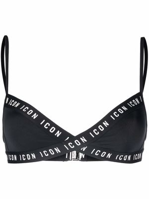 Dsquared2 Icon-print trim bikini top - Black