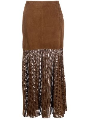 Simonetta Ravizza lattice-panelled skirt - Brown