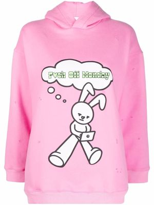 Natasha Zinko rabbit-print long-sleeved hoodie - Pink
