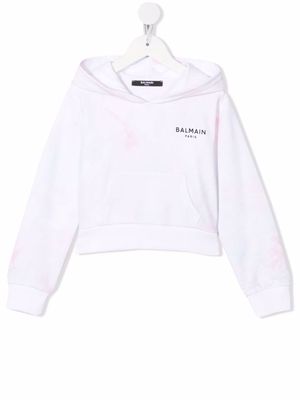 Balmain Kids chest logo-print hoodie - White