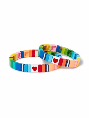 Roxanne Assoulin Mommy and Me rainbow hearts bracelet set - Multicolour