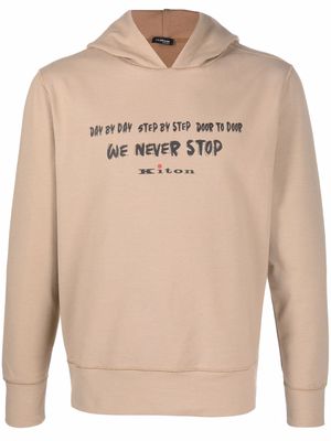 Kiton slogan-print logo hoodie - Neutrals