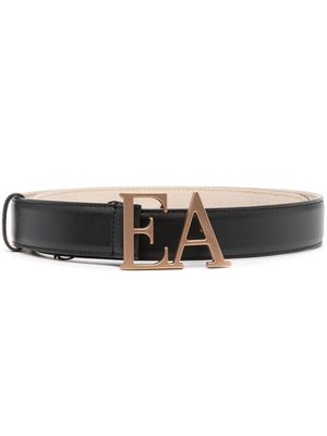 Emporio Armani logo-plaque leather belt - Black