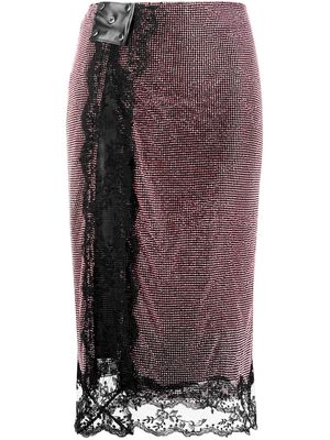 Christopher Kane crystal-embellished mesh midi skirt - Pink