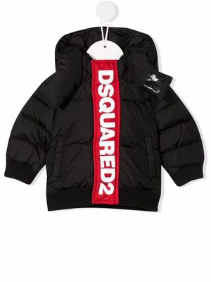 Dsquared2 Kids logo-print hooded puffer jacket - Black