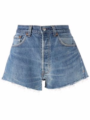 RE/DONE raw-edge denim shorts - Blue