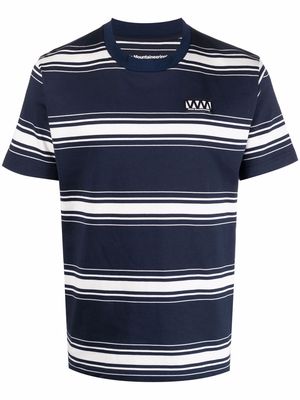White Mountaineering appliqué-logo striped T-shirt - Blue
