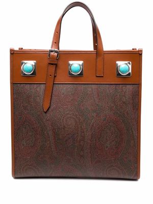 ETRO gemstone-embellished tote bag - Brown
