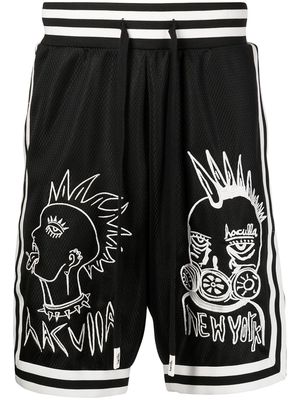 Haculla embroidered mesh-panel basketball shorts - Black