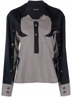 Kiko Kostadinov two-tone houndstooth-pattern blouse - Neutrals
