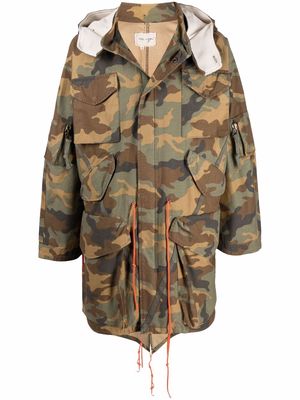 Greg Lauren camouflage-print concealed-hood jacket - Green