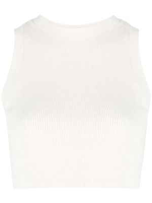 Cashmere In Love ribbed-knit cropped top - White