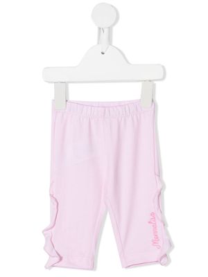 Monnalisa ruffle-trim embroidered-logo leggings - Pink