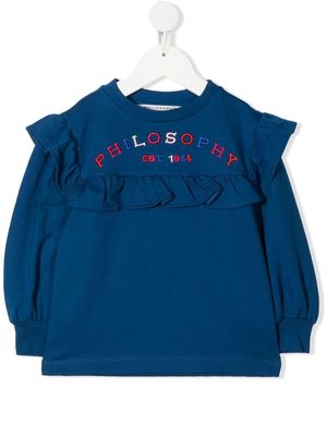 Philosophy Di Lorenzo Serafini Kids logo ruffle sweatshirt - Blue