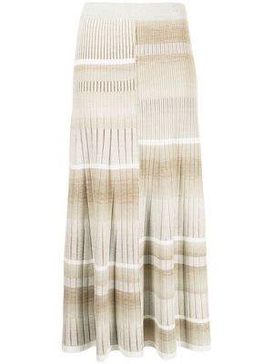 Jonathan Simkhai stripe-print pleated maxi skirt - Brown
