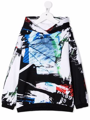 Dkny Kids abstract-print hoodie - White