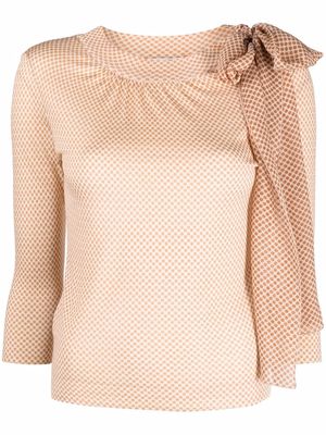 Christian Dior 2010s pre-owned bow detailing polka dot blouse - Brown