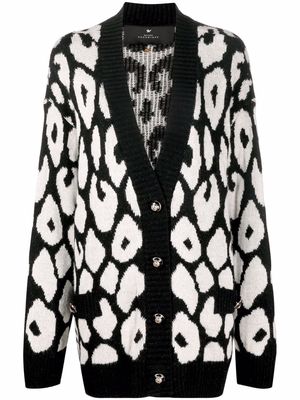 Maison Bohemique leopard intarsia-knit V-neck cardigan - Black