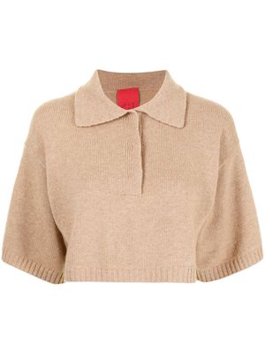 Cashmere In Love Demi cropped knitted shirt - Brown