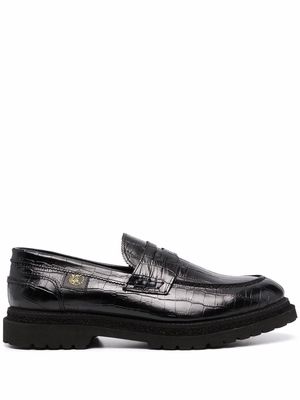 Giuliano Galiano crocodile effect penny loafers - Black