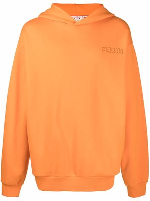 Marni rear floral-print hoodie - Orange