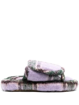 DUOltd Volume tartan wool slippers - Purple