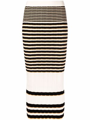 Theory stripe-print knitted skirt - White