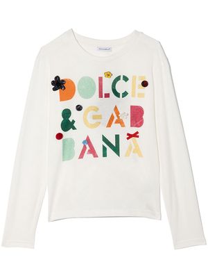 Dolce & Gabbana Kids long-sleeve cotton T-shirt - White