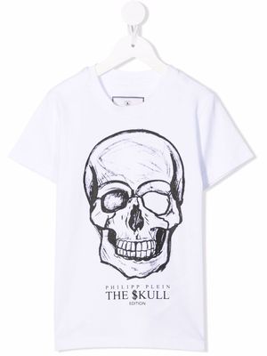 Philipp Plein Junior skull-print cotton T-Shirt - White