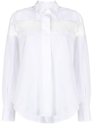 Valentino sheer-panel long-sleeve shirt - White