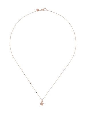 Dodo 9kt rose gold mini Four-leaf Clover charm necklace - Pink