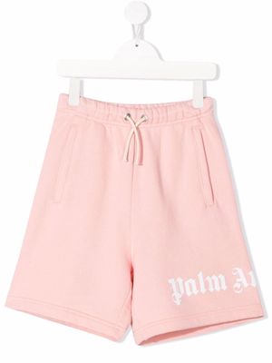 Palm Angels Kids logo-print track shorts - Pink