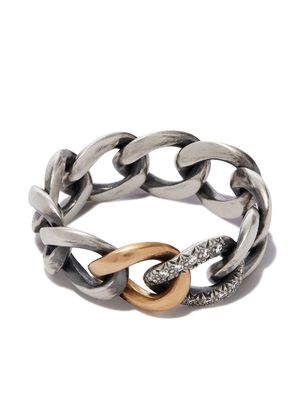 hum diamond chain-link ring - Gold