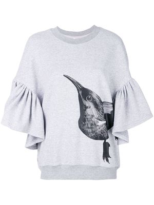 Ioana Ciolacu ruffle bird print sweatshirt - Grey