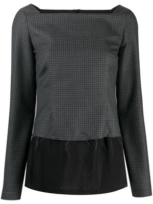 Maison Margiela layered check blouse - Grey