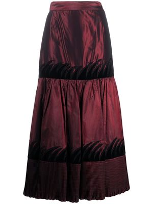 A.N.G.E.L.O. Vintage Cult 1990s tiered flared skirt - IRIDESCENT BORDEAUX