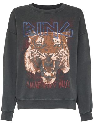 ANINE BING Tiger garment-dyed sweatshirt - Black