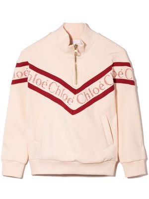Chloé Kids lace-logo high-neck sweatshirt - Pink