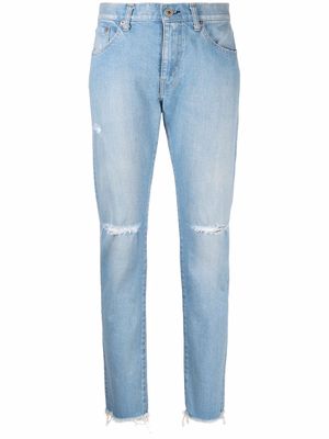 Junya Watanabe distressed skinny-cut jeans - Blue