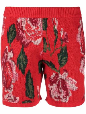 Magda Butrym floral-knit shorts - Red