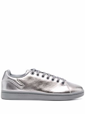 Raf Simons metallic low-top leather sneakers - Silver