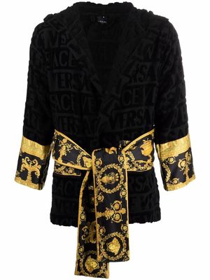 Versace Barocco-print cotton robe - Black